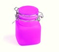 Empty glass spice jar. Purple jar for spice isolated. Cooking utensil. Kitchen ware. Kitchen utensils Royalty Free Stock Photo