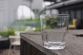 An empty glass on the table with blurred background Royalty Free Stock Photo