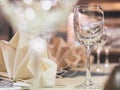 Empty glass on table with dining set Royalty Free Stock Photo