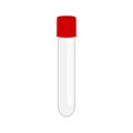 Empty glass test tube for blood analisys isolated on white background. Vector cartoon illustration Royalty Free Stock Photo