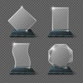 Empty glass trophy awards vector set