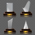 Empty glass trophy awards vector set.