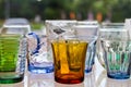 Empty glass of water used in the beverages.