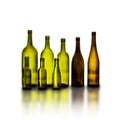 Empty glass wine bottles on white background Royalty Free Stock Photo