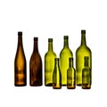 Empty glass wine bottles on white background Royalty Free Stock Photo