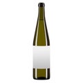 Empty glass wine or champagne bottle with white label for mockup, on white isolated background. Square frame Royalty Free Stock Photo