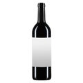 Empty glass wine or champagne bottle with white label for mockup, on white isolated background. Square frame Royalty Free Stock Photo