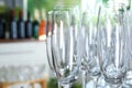 Empty glasses against blurred background Royalty Free Stock Photo