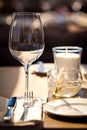 Empty glasses in restaurant Royalty Free Stock Photo