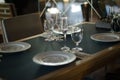 Empty glasses in restaurant, table setting