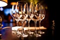 Empty glasses set in restaurant Royalty Free Stock Photo