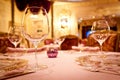 Empty glasses set in restaurant Royalty Free Stock Photo