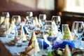 Empty glasses set in restaurant. birthday Royalty Free Stock Photo