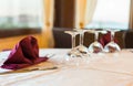 Empty glasses set in restaurant Royalty Free Stock Photo