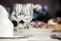 Empty glasses set in restaurant Royalty Free Stock Photo