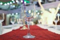 Part of interior . wine glasses on the table in front of the empty wineglass. Empty wine glasses on table against blurred