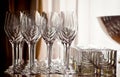 Empty glasses setting in restaurant Royalty Free Stock Photo