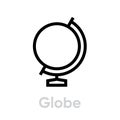 Empty globe icon. Editable line vector.