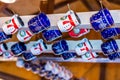 Empty gluehwein mugs christmas market stall decoration