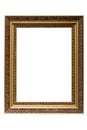 Empty gold plated wooden picture frame isolated