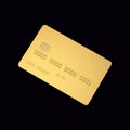 Empty Golden Credit Card Isolated on Black Background.