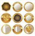 Empty golden metal badges