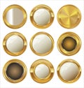 Empty golden metal badges