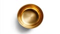 Empty Golden Metal Cup On White Surface Viewed From Above Royalty Free Stock Photo