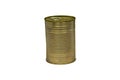 Empty golden metal tin can food  isolated on white background Royalty Free Stock Photo