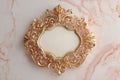 Empty golden rococo frame creating a classic luxury elegant design Royalty Free Stock Photo