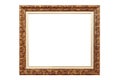 Empty golden vintage frame isolated on white background Royalty Free Stock Photo