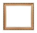 Empty golden vintage frame isolated on white Royalty Free Stock Photo