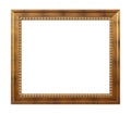 Empty golden vintage frame on white Royalty Free Stock Photo