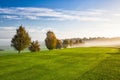 On the empty golf course in the morning Royalty Free Stock Photo