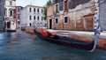 Empty gondola on a water canal in Venice, Italy Royalty Free Stock Photo