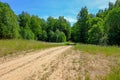 empty gravel road in the countryside in summer heat