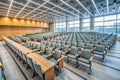 Empty Gray Auditorium Chairs in a Modern Minimalist Lecture Hall A Study in Clean Lines and Educational Spaces Royalty Free Stock Photo