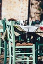 Empty greek cafe on Crete Island Royalty Free Stock Photo