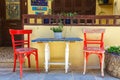 Empty greek cafe on Crete Royalty Free Stock Photo