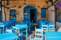 Empty greek cafe on Crete Island Royalty Free Stock Photo