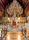 Empty greek orthodox church interior at Easter
