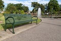 Empty Green Bench at Louis Armstrong Park in Treme of New Orleans