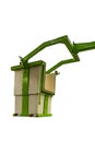 Empty green bucket crane