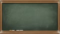 Empty Green Chalkboard with Wooden Frame and Chalk Pieces Royalty Free Stock Photo