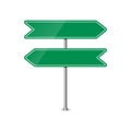 Empty Green Direction Sign - Blank roadsign in green color isolated on white background Royalty Free Stock Photo