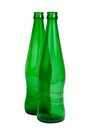 Empty green glass bottle of beer or lemonade isolated on the white background Royalty Free Stock Photo