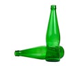 Empty green glass bottle of beer or lemonade isolated on the white background Royalty Free Stock Photo