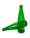 Empty green glass bottle of beer or lemonade isolated on the white background Royalty Free Stock Photo