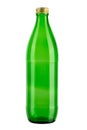 Empty green glass bottle with cap. Isolated on white background Royalty Free Stock Photo