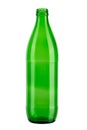 Empty green glass bottle without cap. Isolated on white background Royalty Free Stock Photo